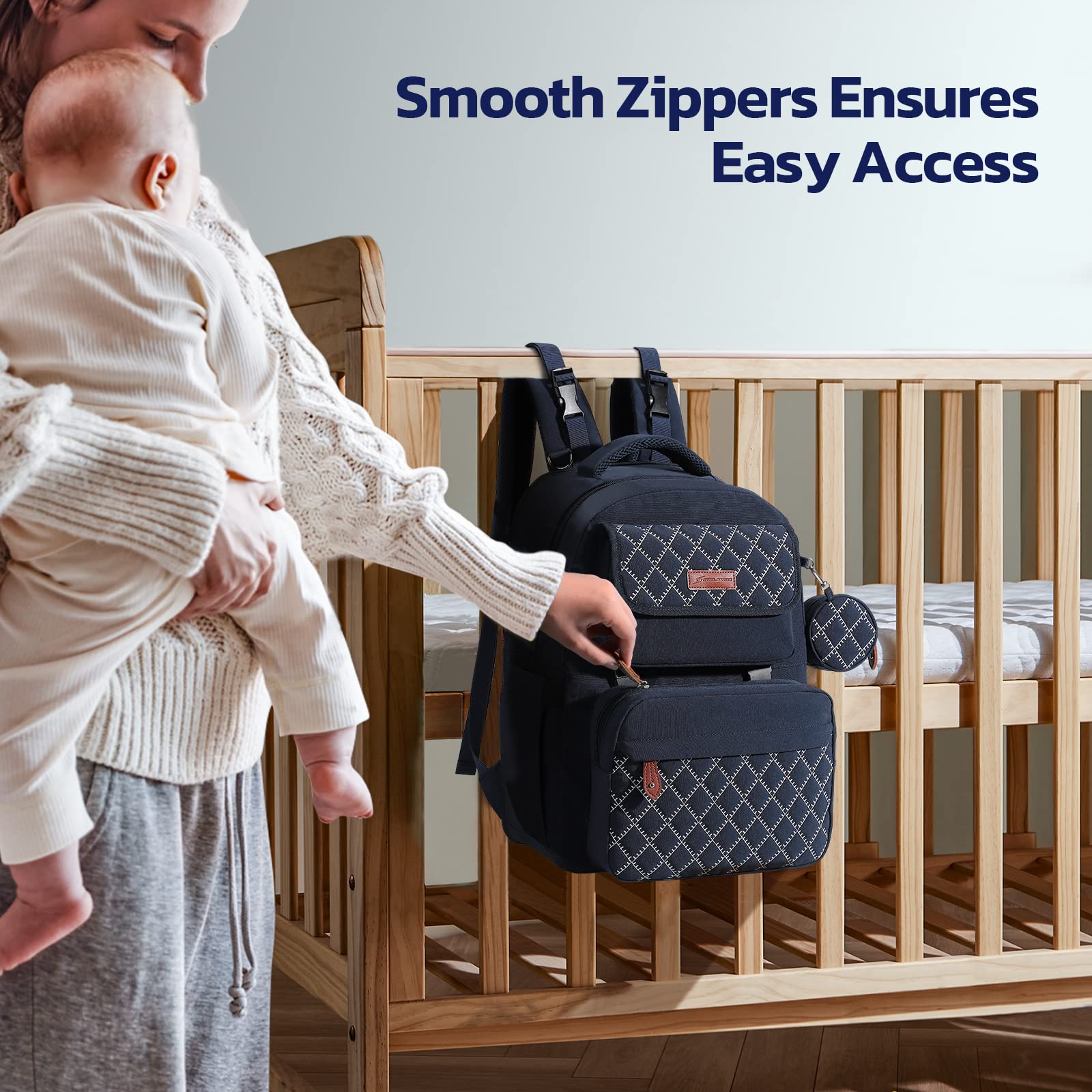 **Maelstrom Expandable Diaper Backpack for Twins & 2 Kids – 45L Large Baby Bag with Removable Crossbody Bottle Holder – Stylish Unisex Nappy Bag for Moms & Dads – Navy Blue – Perfect for Travel, Daycare & Family Outings**