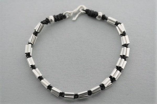 4 Tube Bracelet for Women - Black Pure Silver Adjustable Bangle - Perfect for Casual Wear, Parties & Gifts