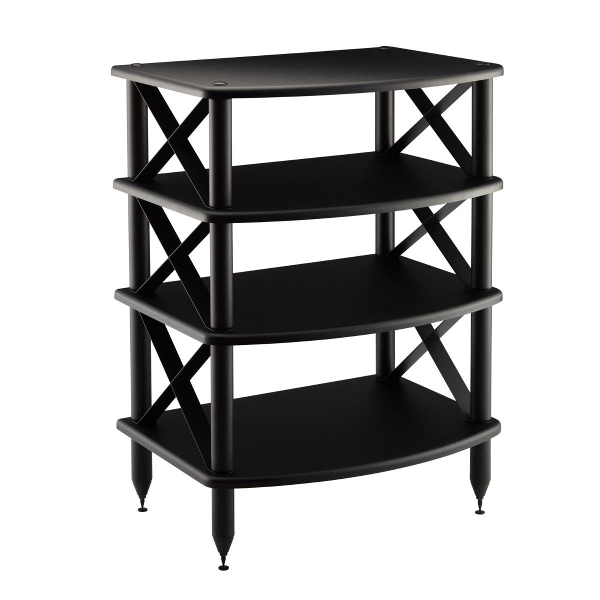 Pangea Audio Vulcan X Braced 4 Shelf Studio Equipment Rack - Heavy Duty Black Metal AV Rack for DJ Gear, Home Theater, and Audio Systems - Perfect for Music Studios and Entertainment Centers