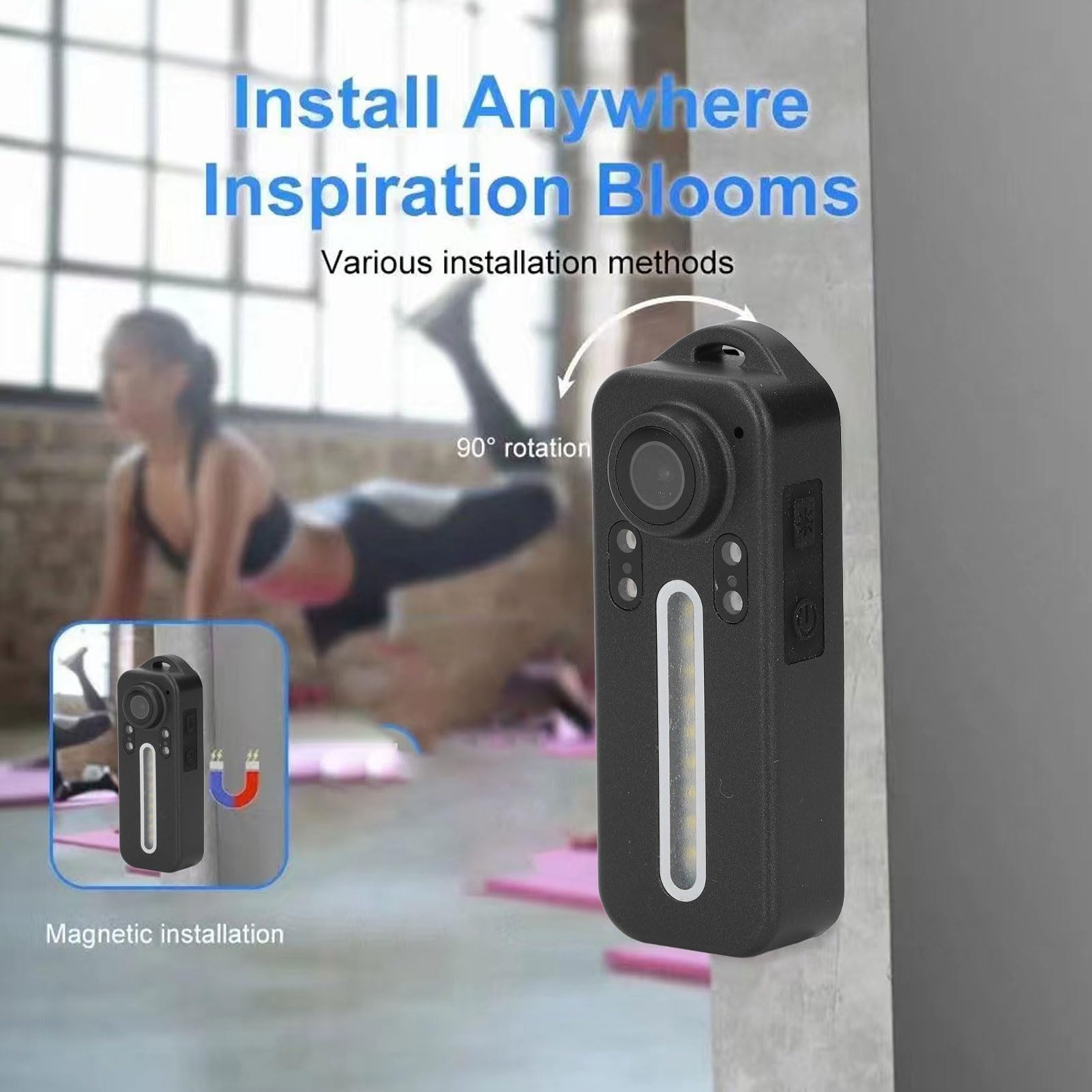 VBESTLIFE 1080P HD Portable Video Recorder Camera with LED Light & Night Vision - Bike Clip Mount, USB Webcam Function, Body Camera for Outdoor Sports, Security Monitoring & Vlogging