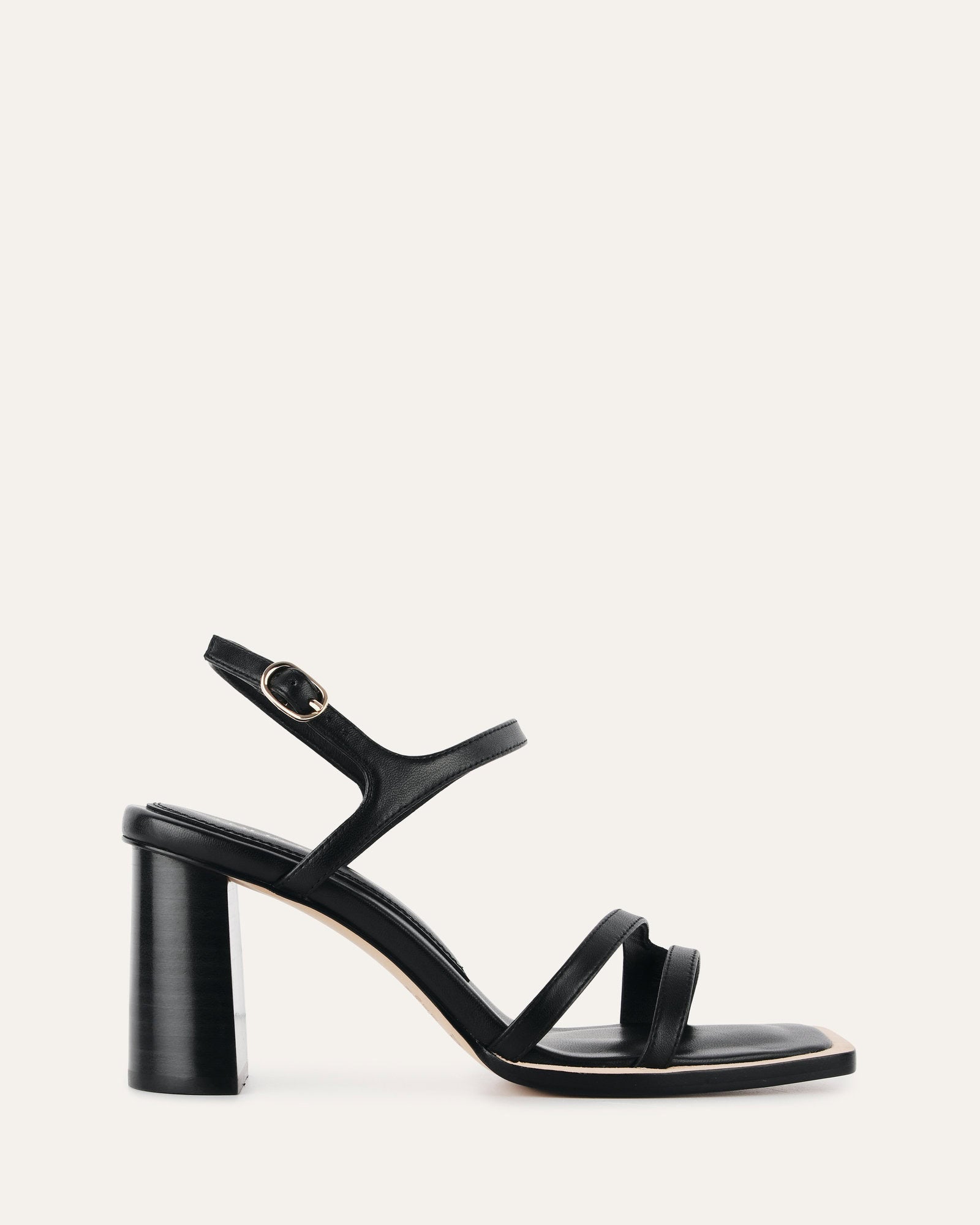 Casey Women's Black Leather High Heel Sandals - Comfortable Dressy Strappy Heels for Party, Wedding & Evening Wear