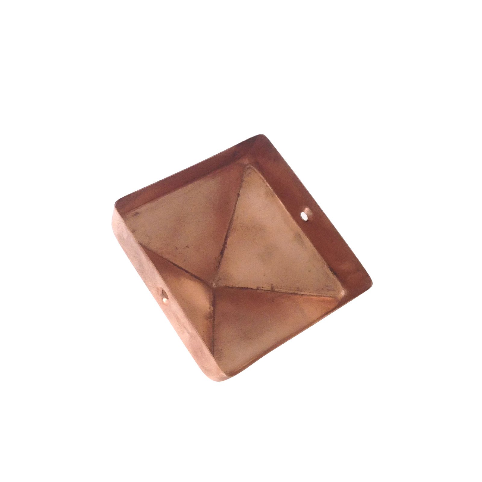 6x6 Hammered Copper Pyramid Post Caps (3-Pack) - Extended Lip Design - Solid Pure Copper Construction - Natural Patina Finish - 5-1/2 x 5-1/2 Inches - Perfect for Fence, Deck, and Porch Railings