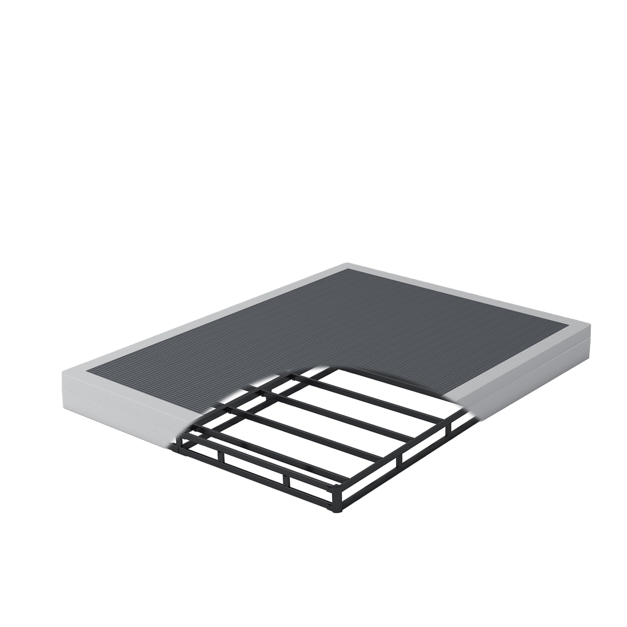 Heavy Duty 6 Inch King Box Spring - Noise Free Metal Bed Base with Non-Slip Fabric Cover for Mattress Foundation, Easy Assembly - Perfect for Bedroom, Guest Room & Dormitory Use