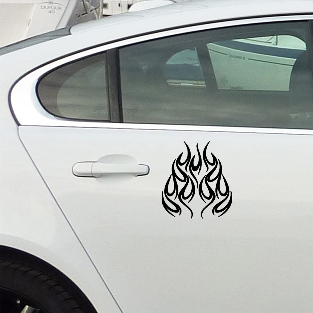 Premium Black Flames Motorcycle Decals - Waterproof Vinyl Stickers (Set of 2) for Helmets, Cars, Laptops & More - Perfect for Bike Customization, Wall Decor, and Personalizing Accessories