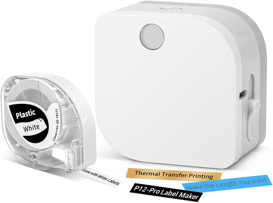 Phomemo P12 PRO Portable Bluetooth Label Maker - Rechargeable Thermal Transfer Label Printer with Multiple Templates, Icons & Fonts | Handheld Inkless Labeler for Home, Office & Organization | Compatible with Smartphones