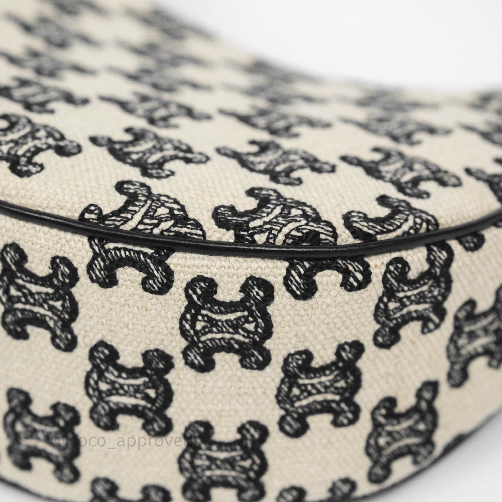 Celine Medium Ava Bag Triomphe Embroidered Black Natural Leather Crossbody Purse - Perfect for Work, Travel & Everyday Use