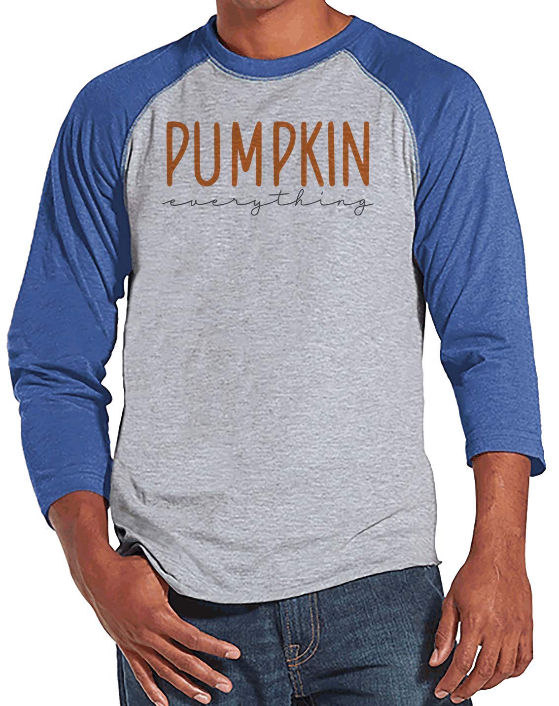 7 ate 9 Apparel Men's Pumpkin Everything Shirt | Fall Thanksgiving Graphic Tee | Casual Comfort Fit Cotton T-Shirt for Autumn Outings and Holiday Gatherings
