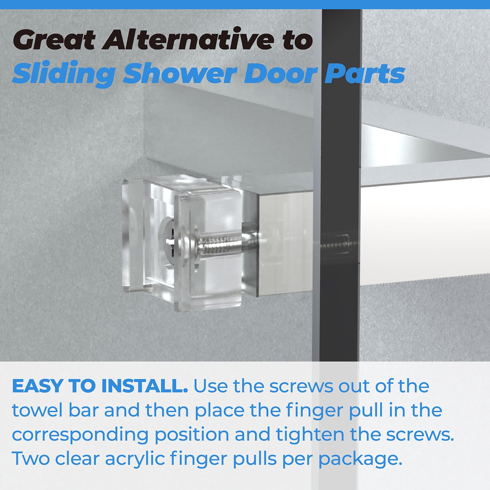 Clear Acrylic Sliding Shower Door Finger Pull & Bumpers - 2-Piece Replacement Parts for Glass Sliding Shower Doors | Durable & Easy Installation for Bathroom & Shower Upgrades