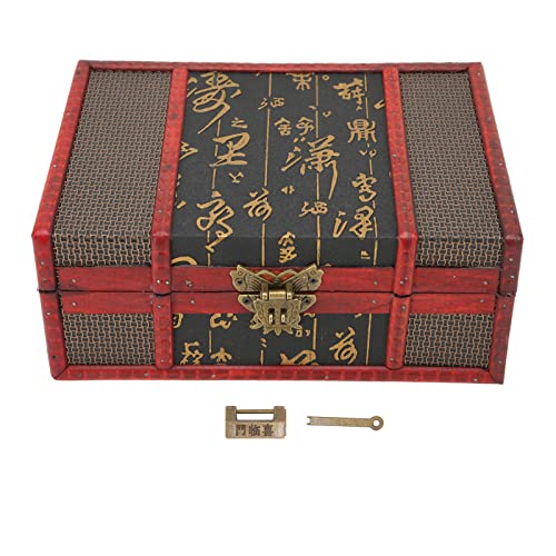 Vintage Wooden Storage Box with Lock & Lid - Jewelry Organizer, Home Office Decor, Jewelry Case Holder for Necklaces, Rings & Accessories | Perfect for Bedroom, Closet & Travel Storage