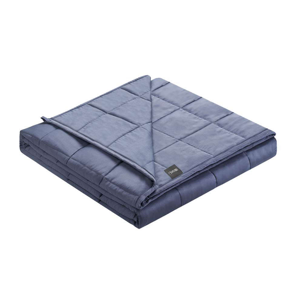 ZonLi 20 lbs Cooling Bamboo Weighted Blanket - King Size 80''x87'' Grey Navy - Breathable Summer Weighted Blanket for Adults | Perfect for Hot Sleepers, Anxiety Relief & Stress Reduction