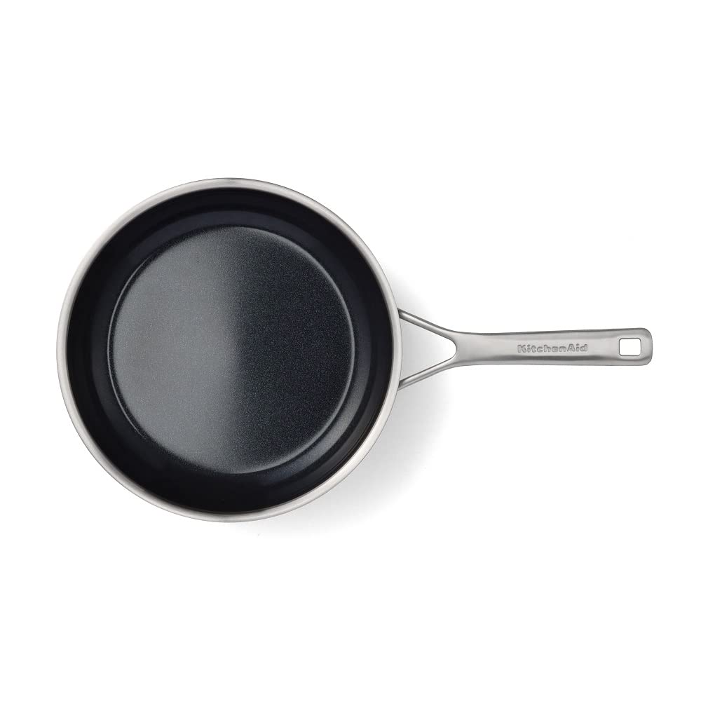 KitchenAid Multi-Ply Stainless Steel Non-Stick 24cm Frying Pan - Silver | Professional Cookware for Sautéing, Frying & Stir-Frying | Induction Compatible & Oven Safe up to 260°C