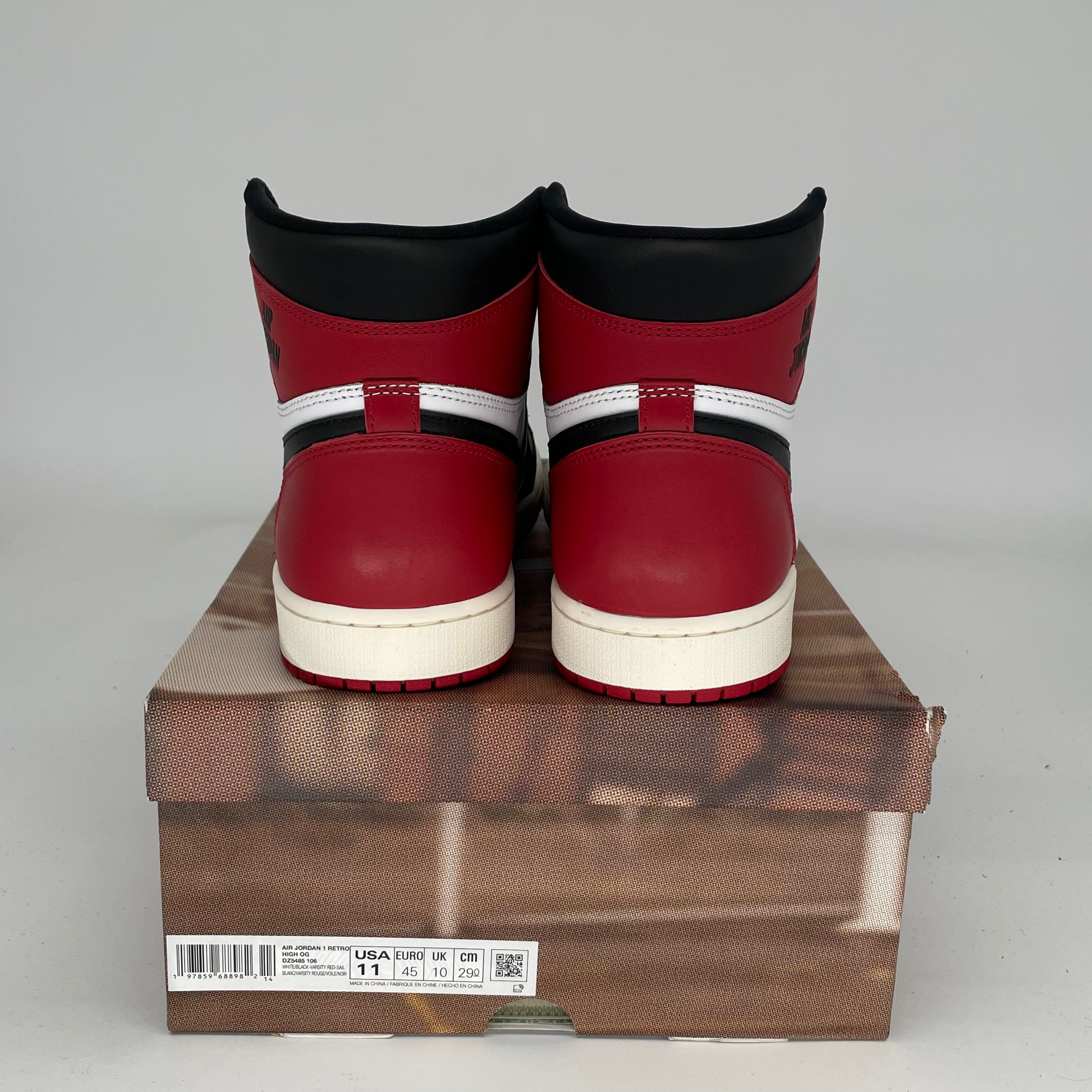 AIR JORDAN 1 Black Toe Reimagined Sneakers - Men's Size 11 (DZ5485-106) | Retro Basketball Shoes for Streetwear & Casual Style