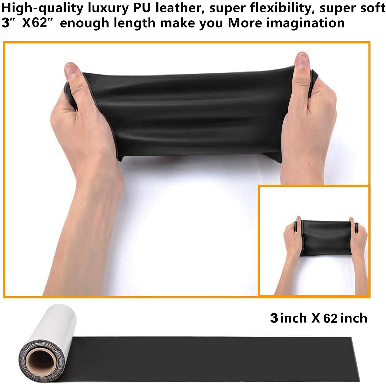 Anugrah 12x24 Inches Large Leather Repair Patch Tape - Self-Adhesive Genuine Leather Patch Set for Sofas, Couches, Furniture, Vehicle Seats & Jackets (Black) - Perfect for Home, Office & Car Interior Repairs