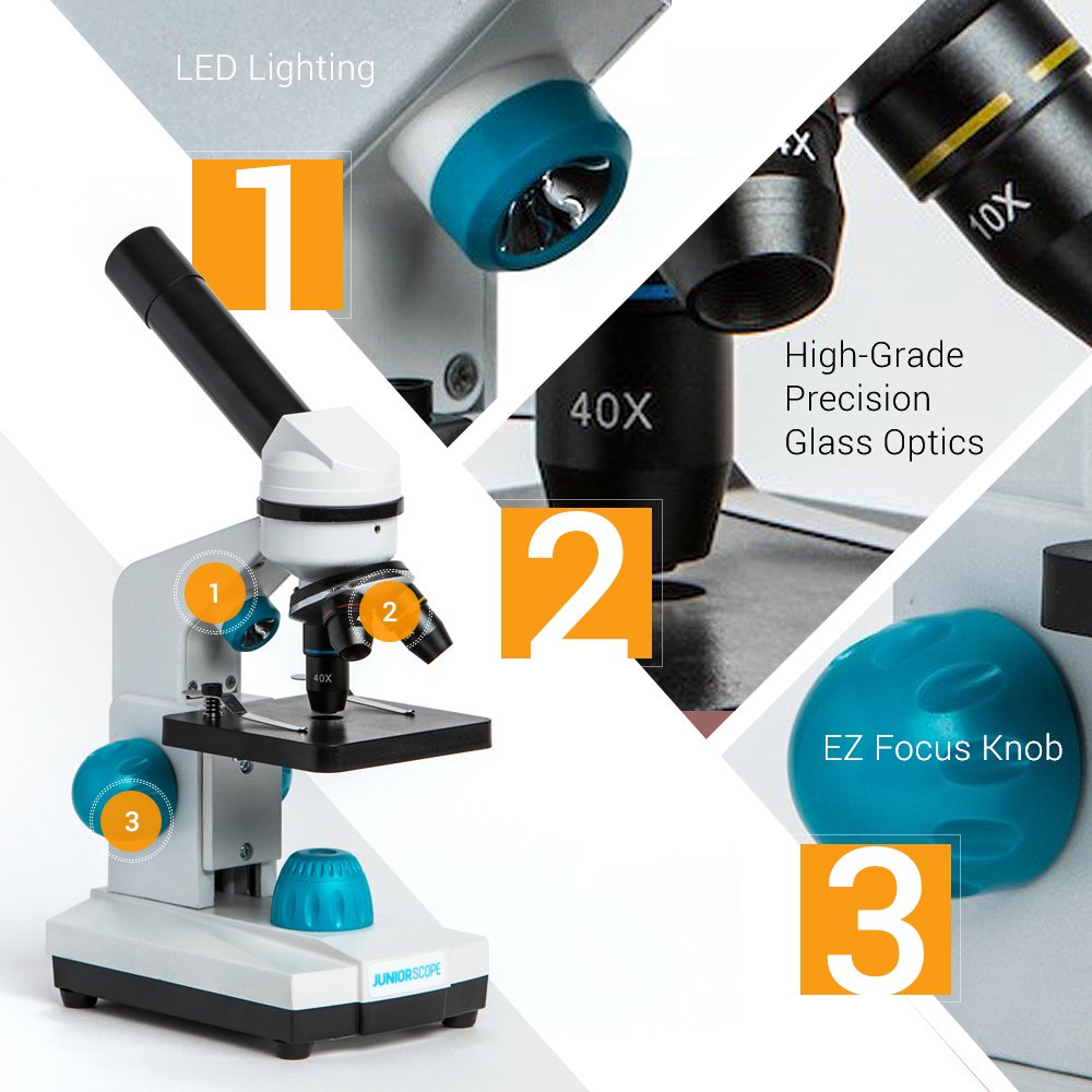 **Omano Juniorscope Microscope Kit for Kids Ages 8+ | STEM Science Microscope for Beginners | Encourages Scientific Exploration & Learning | Perfect for Home, Classroom & Science Experiments**