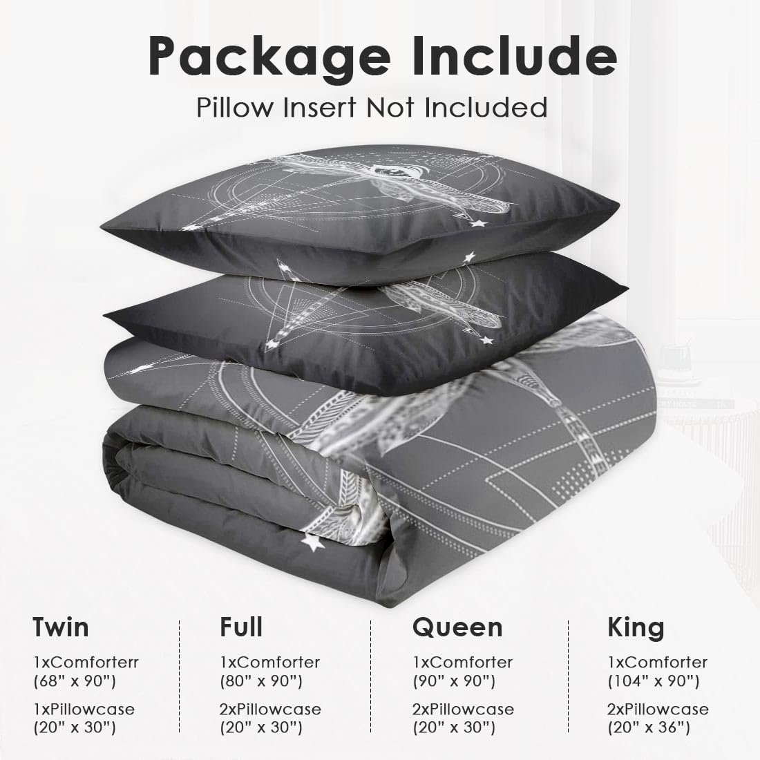 Queen Size Comforter Set - Geometric Dragonfly Butterfly Diamond Soft Bedding for Kids & Adults | Bohemian Mexican Style with 2 Pillowcases | Perfect for Bedroom Decor, Guest Rooms & Bohemian Themed Spaces