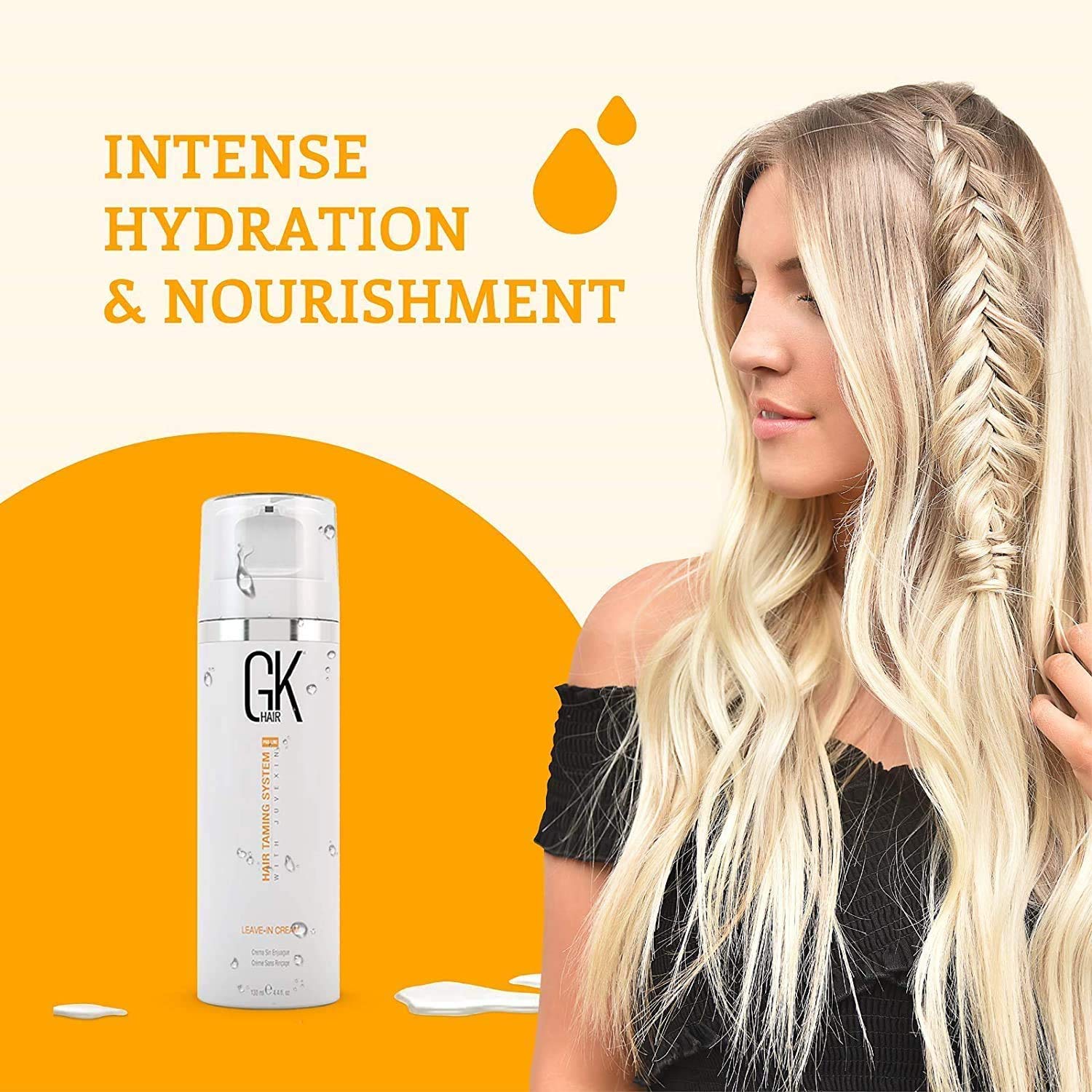 GK HAIR Moisturizing Shampoo & Conditioner Set (300ml) with Leave-In Conditioner Cream (130ml) & Argan Oil Smoothing Serum (10ml) - Hydrating Hair Care Kit for Dry, Damaged Hair - Perfect for Daily Use & Salon-Quality Results at Home