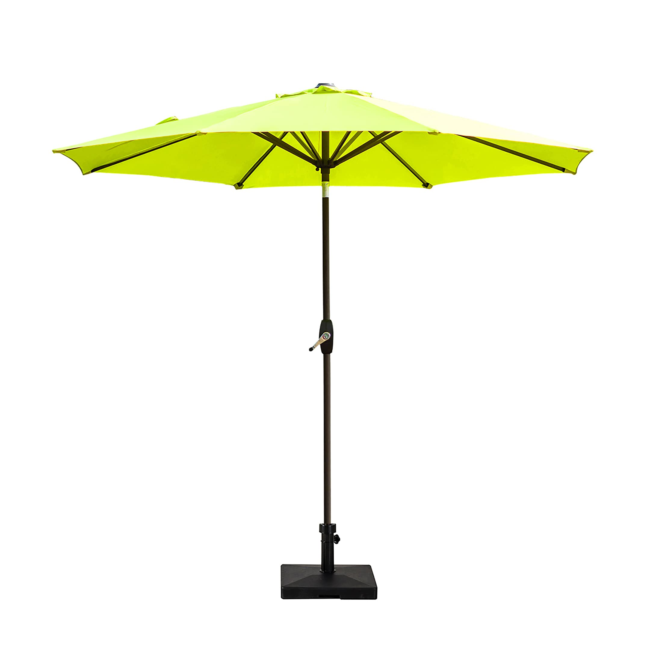 WO Home Furniture 9ft Outdoor Patio Umbrella with Heavy Duty Base - Round Market Table Sun Shade for Backyard, Poolside & Garden Relaxation