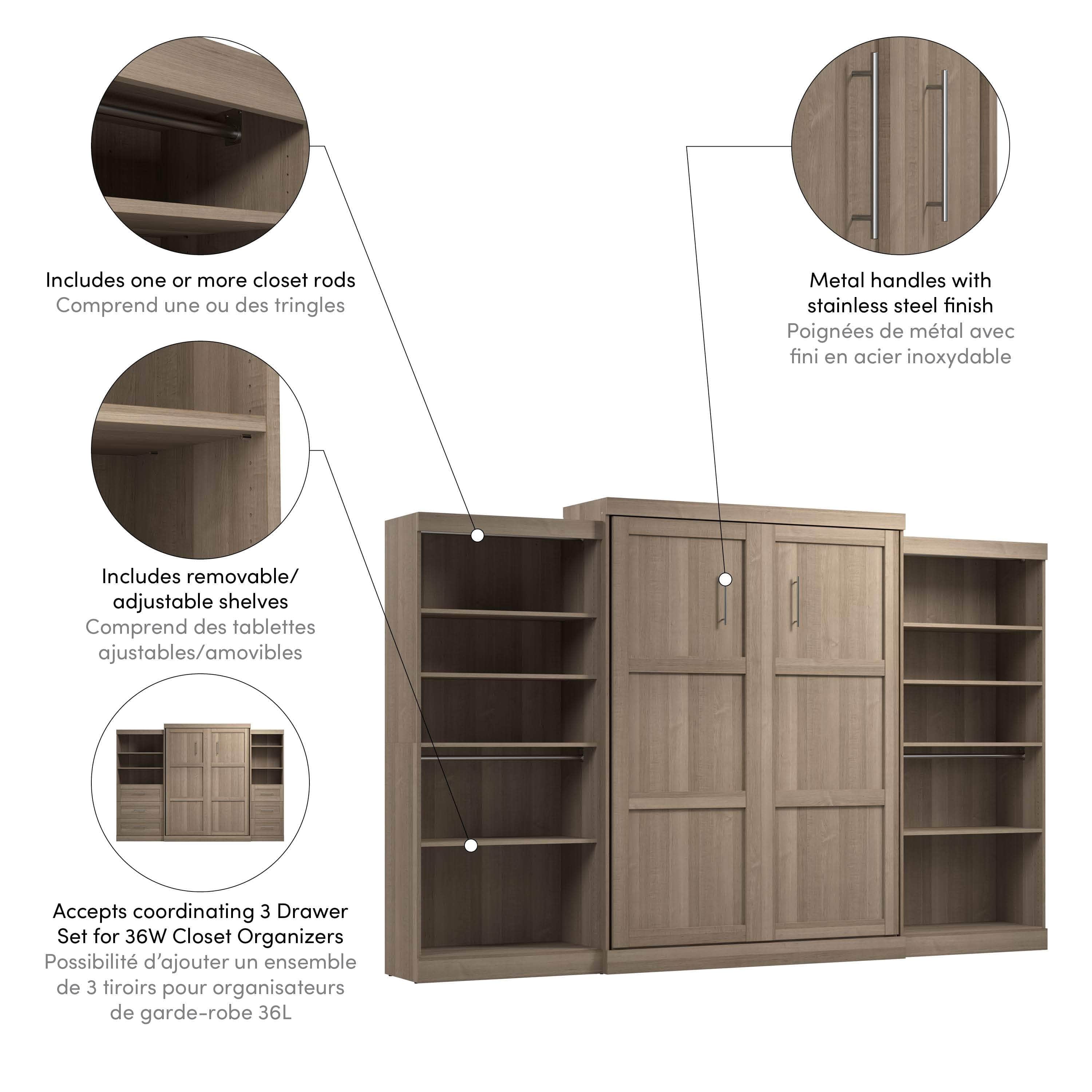 Pur Queen Murphy Wall Bed with 2 Storage Units - 136