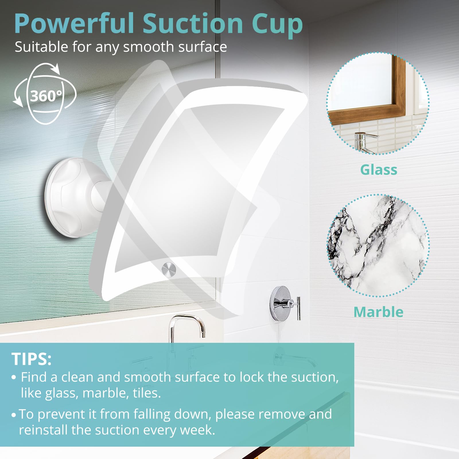 Rechargeable LED Makeup Mirror with 30X Magnification - Portable Lighted Vanity Mirror with Suction Cup for Bathroom, Travel & Professional Makeup Application | Perfect for Home, Salon & On-the-Go Beauty Routine