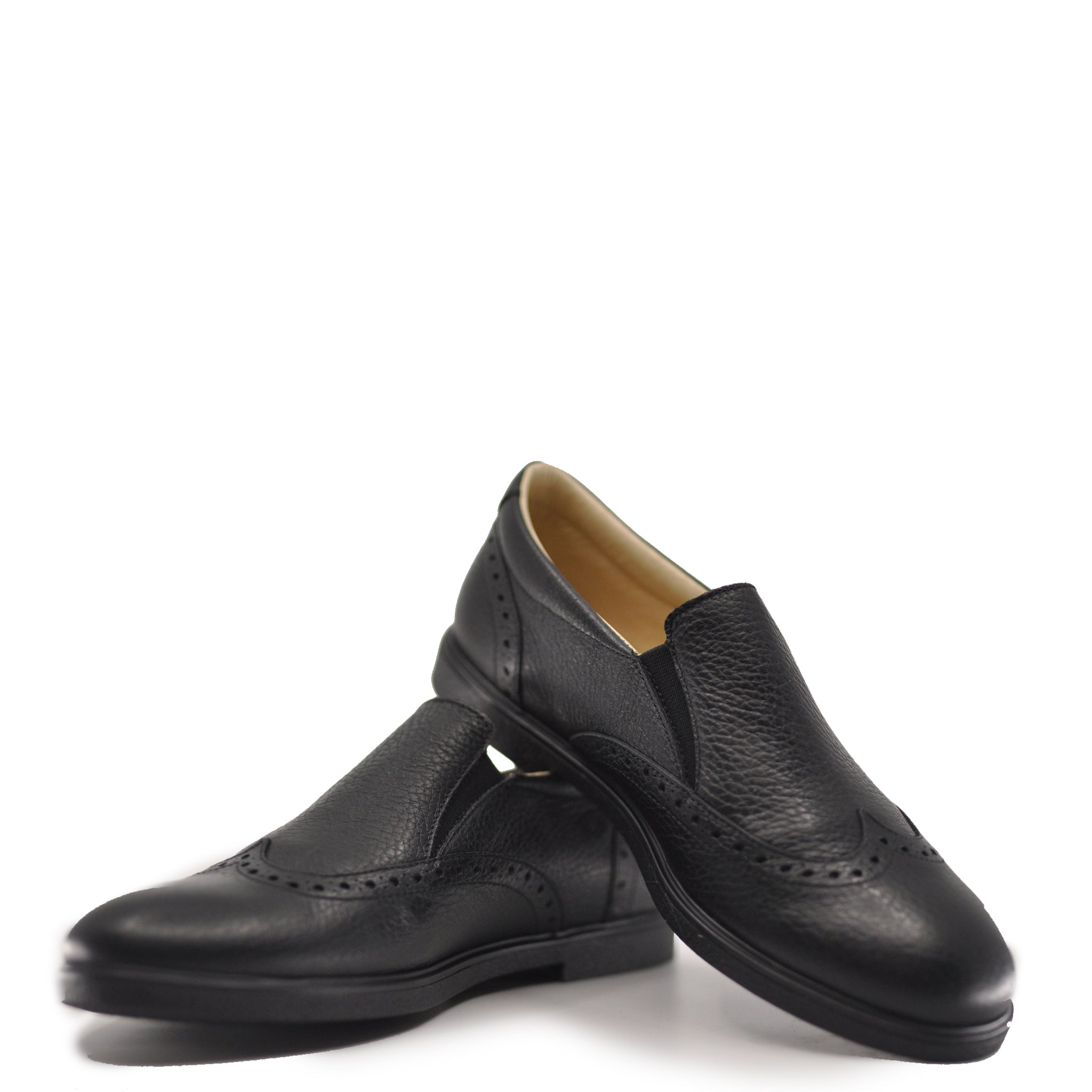 Blublonc Black Pebbled Wingtip Dress Shoes for Men | Formal & Business Attire | Comfortable Office & Wedding Shoes