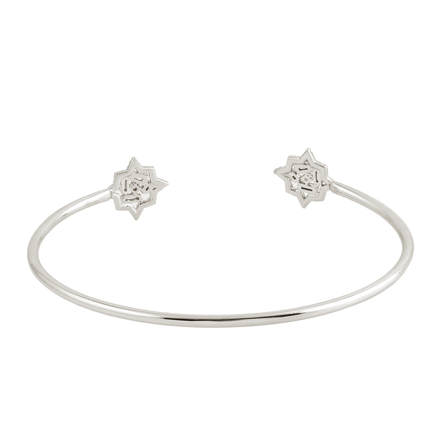 18K White Gold Tapered Diamond Cluster Cuff Bracelet for Women - Elegant Gift for Anniversary, Wedding & Special Occasions