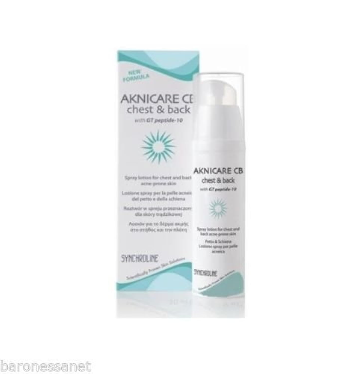 Synchroline Aknicare Chest and Back Acne Treatment Spray Lotion 100ml - For Acne-Prone Skin by SKIN CAPITAL | Gentle Formula for Body Breakouts, Perfect for Teens & Adults with Back Acne Issues