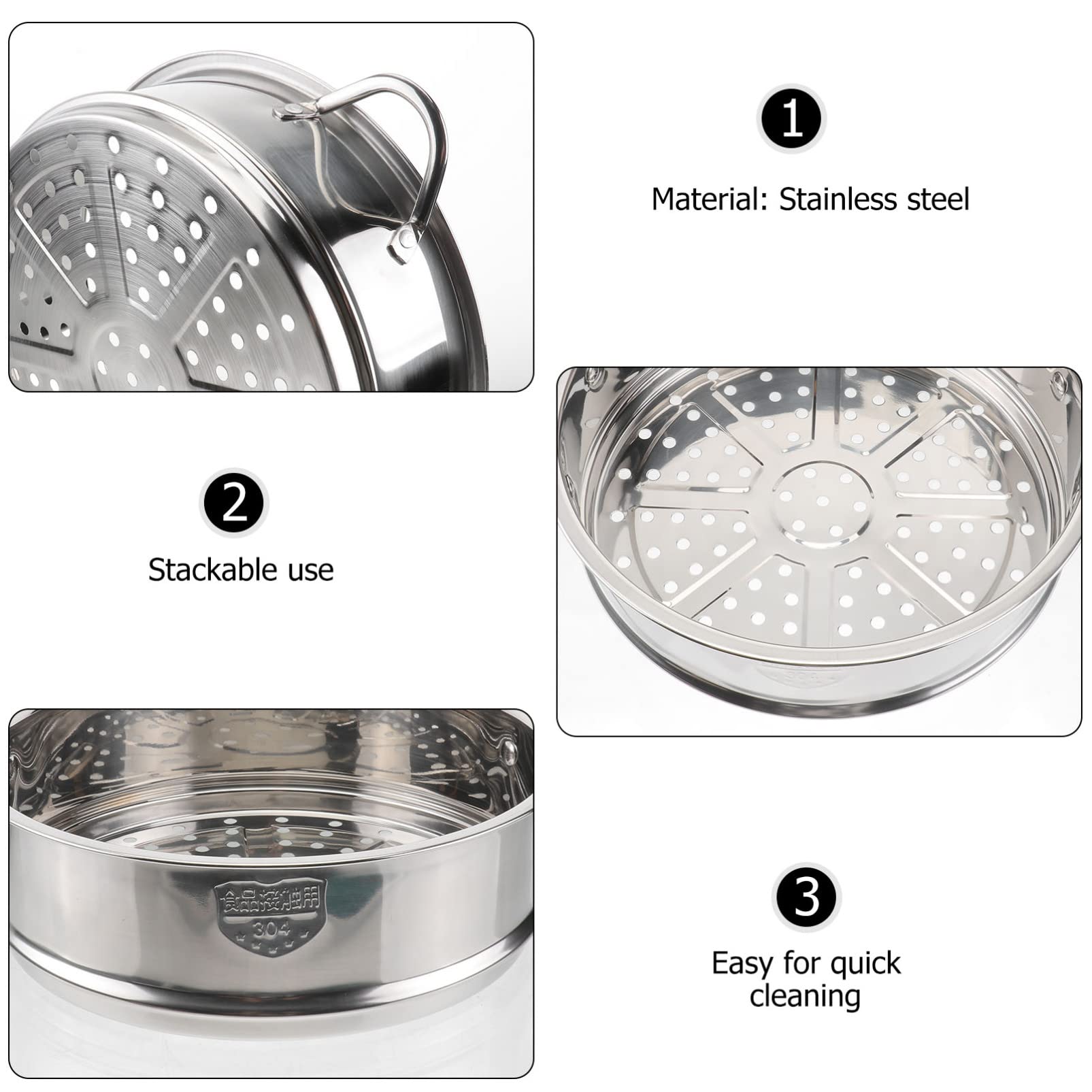 DOITOOL 22cm Stainless Steel Steamer Pot with Basket - Perfect for Dim Sum, Dumplings, Buns & Vegetables | Multi-Purpose Kitchen Cookware for Asian Cuisine & Healthy Cooking