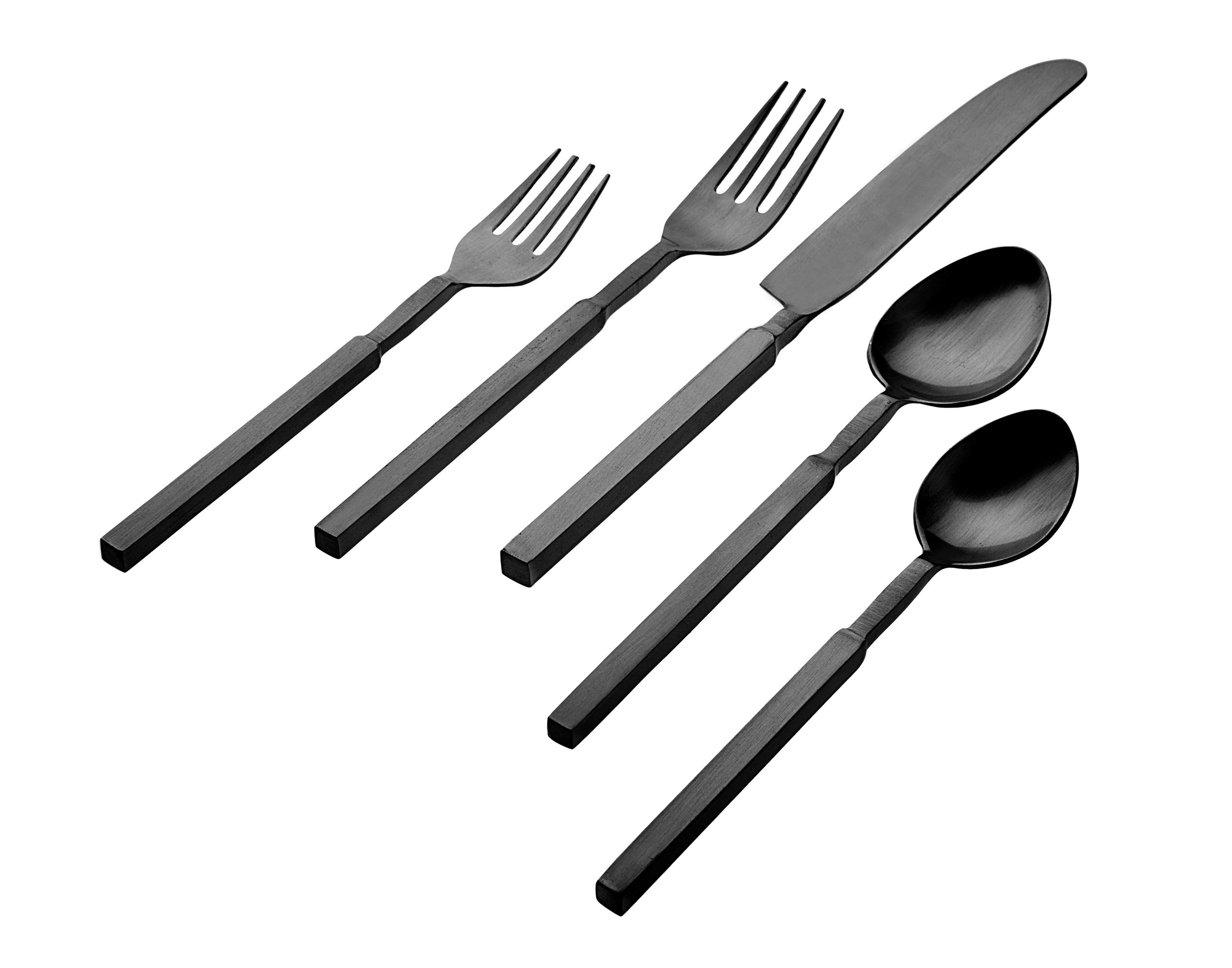 Godinger 20-Piece Black Matte Flatware Set - Stainless Steel Cutlery for Everyday Dining, Wedding Registry & Formal Dinnerware