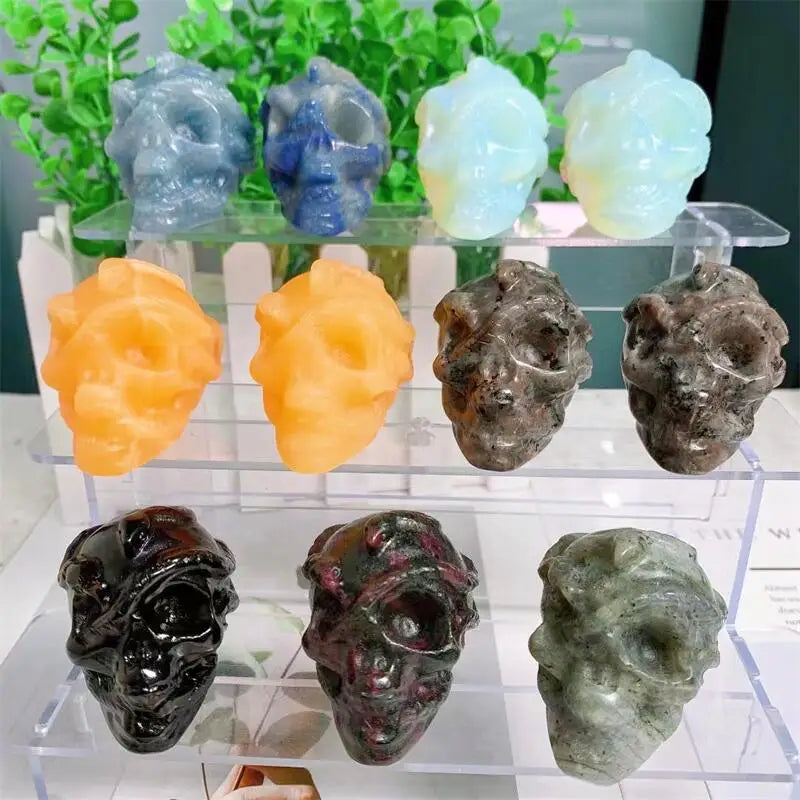 Hand Carved Natural Crystal Snake Head Skull Figurine - Quartz Animal Statue for Healing, Home Decor & Unique Gift (1pc) - Perfect for Meditation Spaces, Gothic Decor & Spiritual Healing Altars
