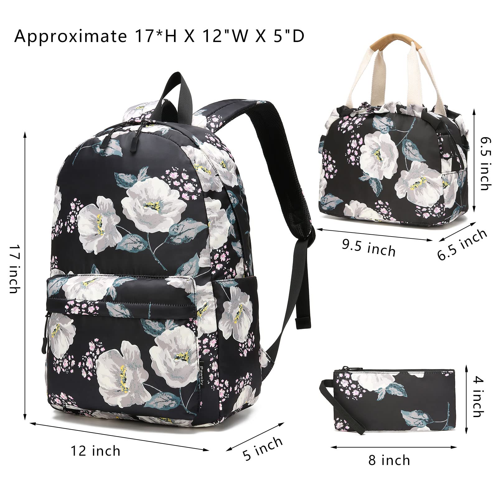 Stylish School Backpack for Teen Girls & Women - Durable Laptop Backpack for College, Travel & Work - Includes Lunch Bag & Pencil Case - Perfect for School, Commuting & Weekend Getaways