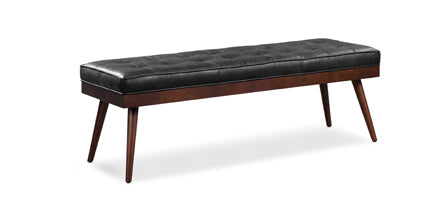 Luca Leather Bench - Modern Upholstered Storage Ottoman with Tufted Design for Living Room, Bedroom, or Entryway - Durable Faux Leather Seat with Sturdy Wooden Legs - Perfect for Extra Seating, Footrest, or Stylish Home Decor