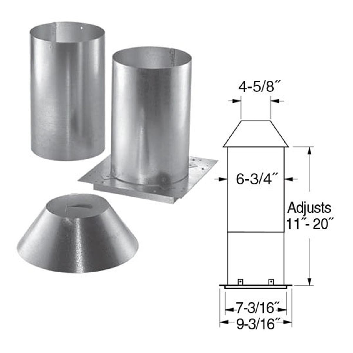 4'' PelletVent Pro Attic Insulation Shield - 4PVP IS - Fireproof Pellet Stove Pipe Adapter for Safe Ventilation in Attic & Crawl Spaces