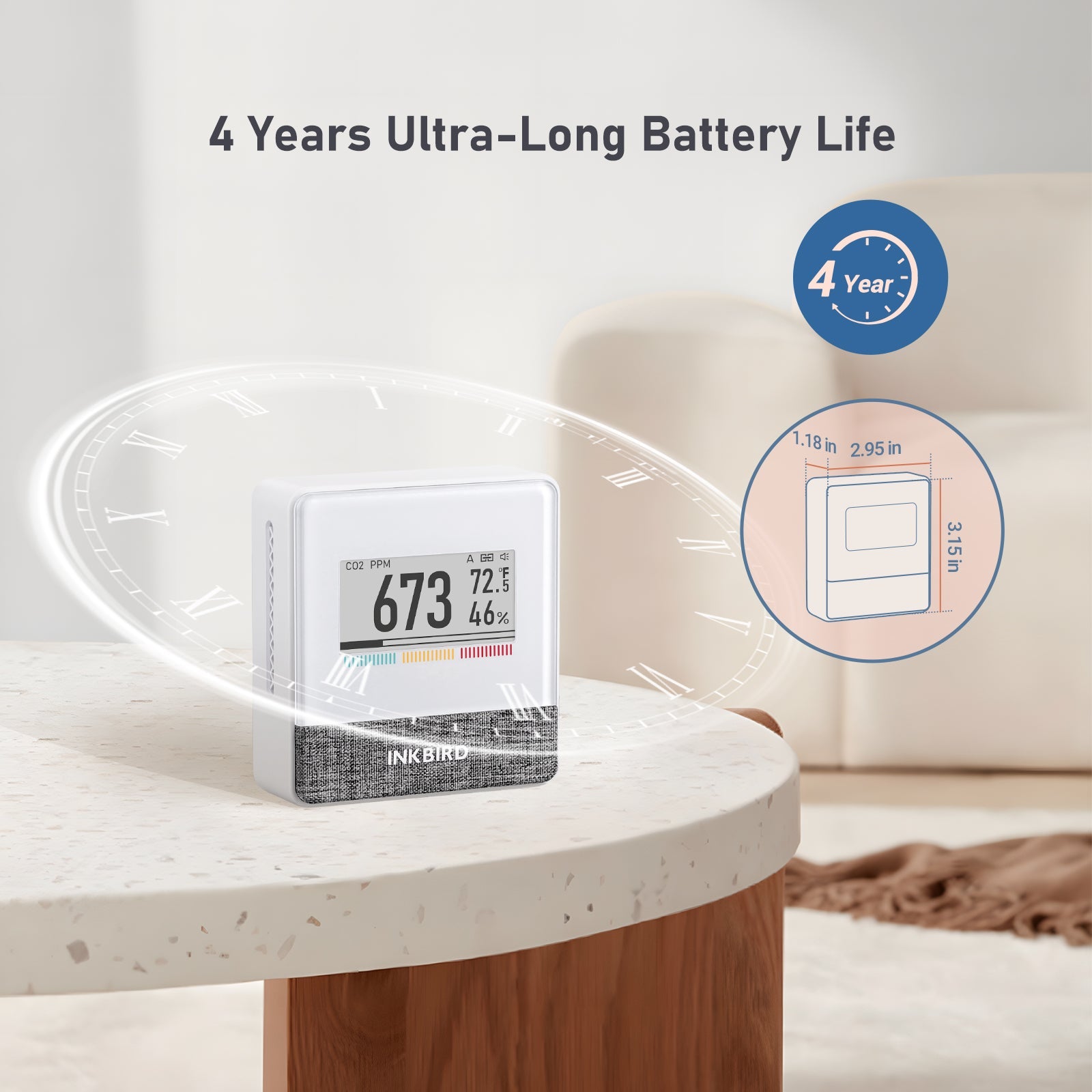 IAM T1 Wireless 4-in-1 Air Quality Monitor - CO2, PM2.5, TVOC & Temperature Detector for Home, Office & Nursery Indoor Air Quality Testing