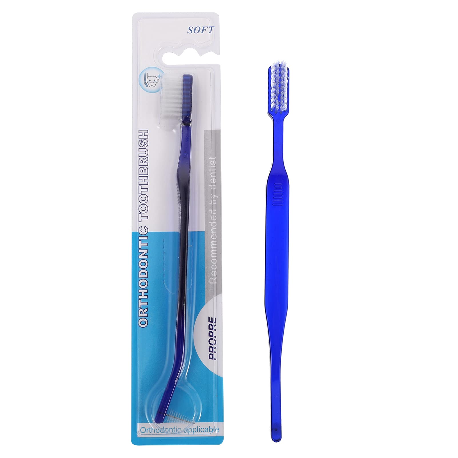Healifty 2 Pack Dual Head Toothbrush - Soft Bristles for Gentle Teeth Cleaning - Plastic Manual Toothbrush (Blue) - Perfect for Travel, Camping & Oral Hygiene Care