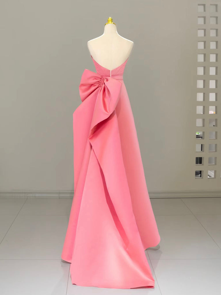 Elegant A-Line Sweetheart Neck Satin Pink Long Prom Dress for Women - Perfect for Formal Dances, Evening Galas & Special Occasions