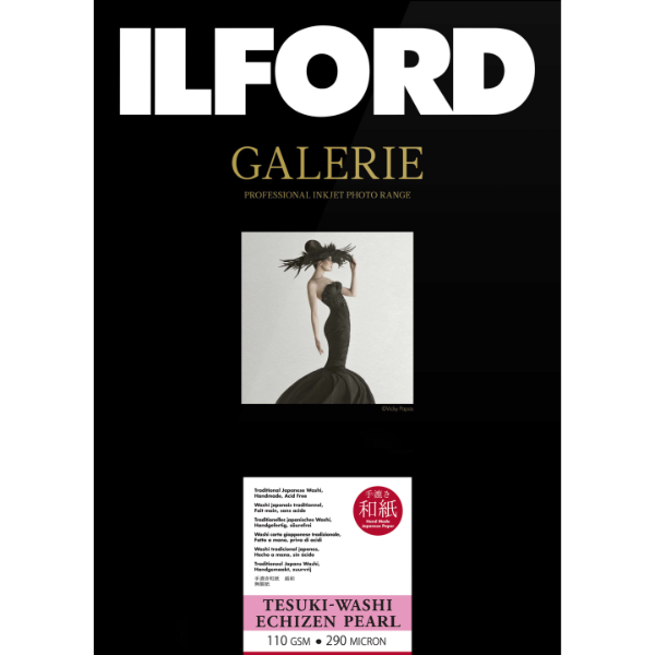 ILFORD GALERIE TESUKI WASHI ECHIZEN PEARL 110GSM A4 Paper - 10 Sheets Pack - Premium Japanese Handmade Paper for Calligraphy, Origami & Art Projects