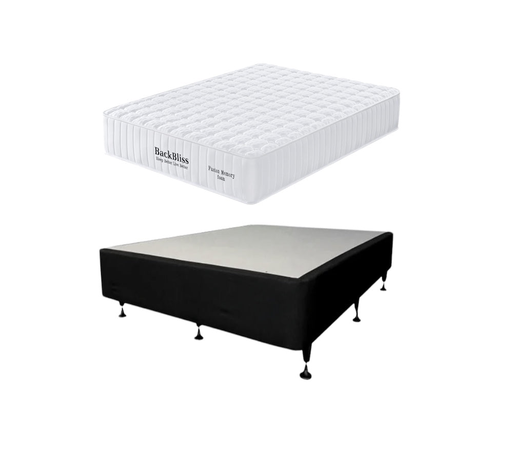 Back Bliss Fusion Memory Foam Mattress & Base - Queen Size Orthopedic Support for Back Pain Relief | Perfect for Bedroom, Guest Room & RV Use