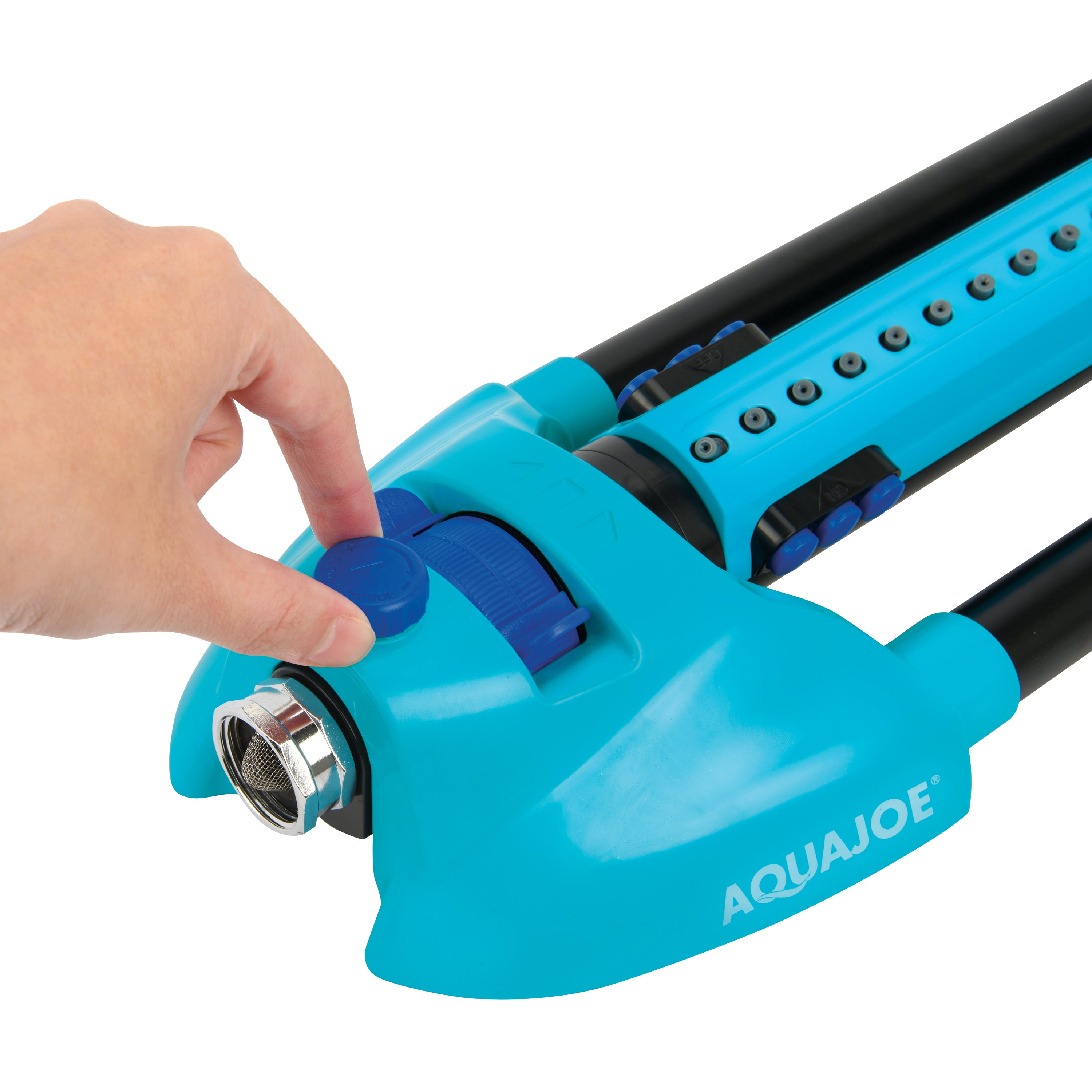 Aqua Joe AJ OMS20 BRS Heavy Duty Metal Base Oscillating Sprinkler - Adjustable Water Spray Pattern, Covers Up to 4973 Sq Ft - Perfect for Large Lawns, Gardens & Landscaping