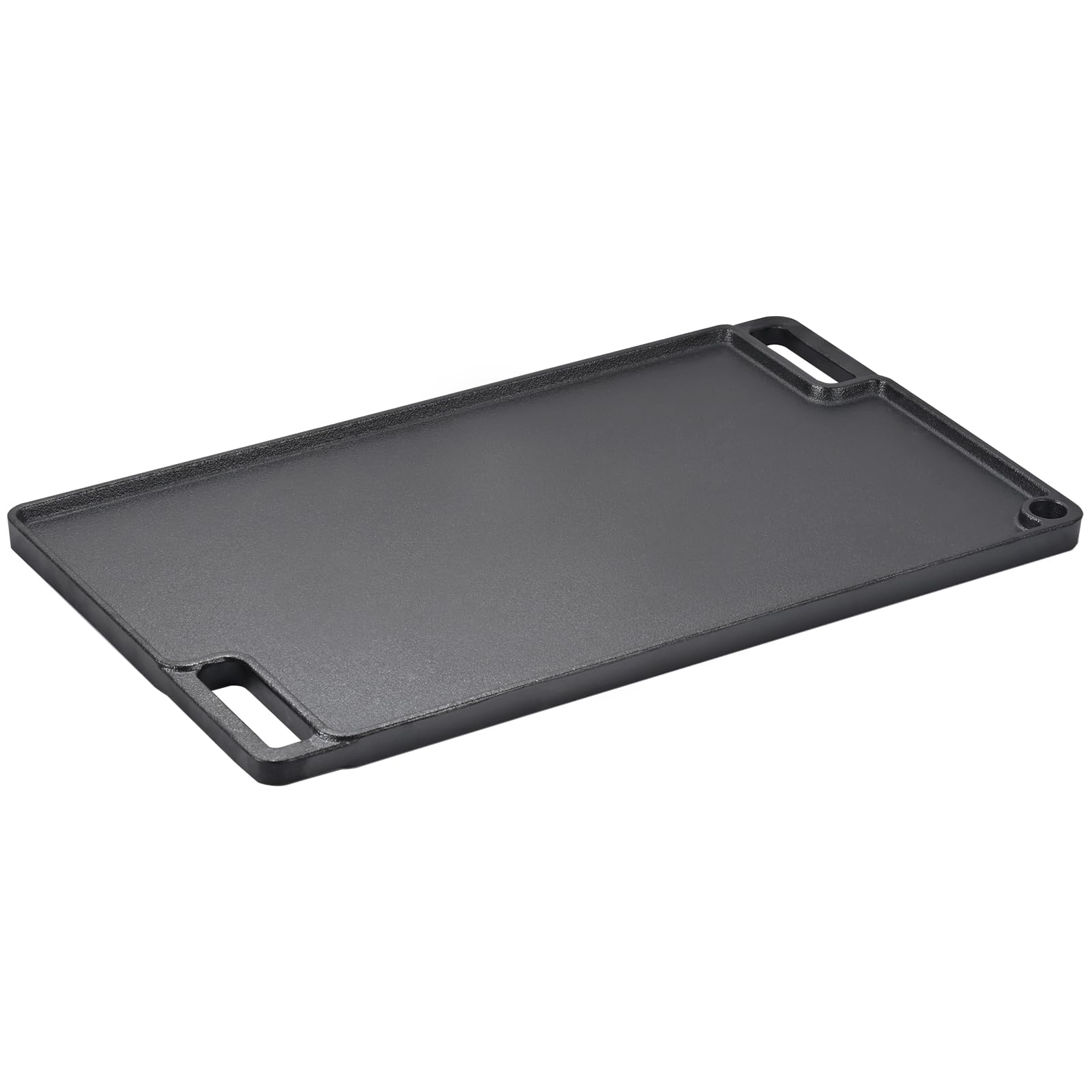 VEVOR 17x10 Inch Reversible Cast Iron Grill Griddle - Pre-Seasoned Double Burner Griddle Pan with Handles, Non-Stick Flat Top Cookware for BBQ, Gas Grill, Camping & Outdoor Cooking - Black
