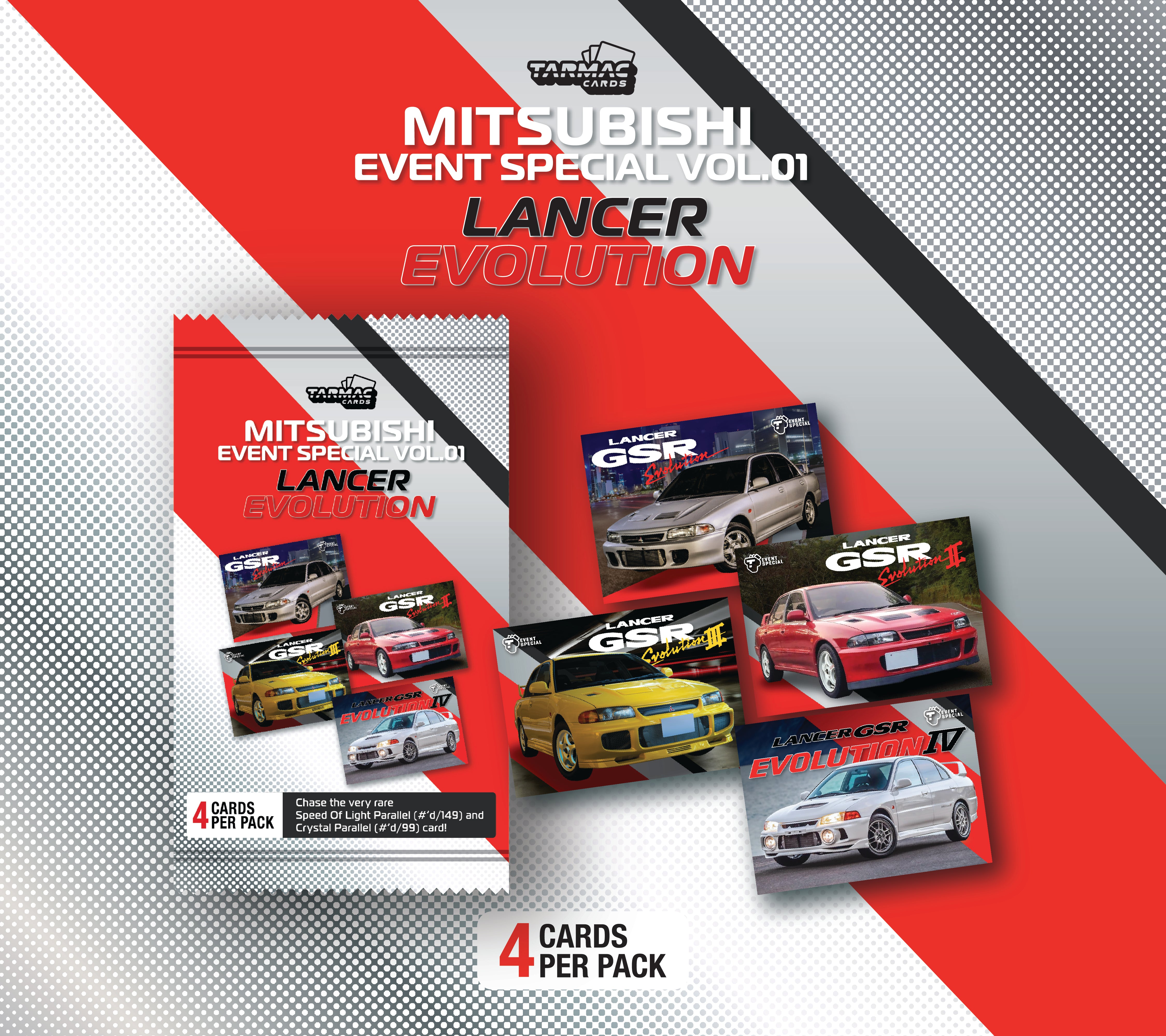 Mitsubishi Lancer Evolution Tarmac Cards - Collectible Trading Card Pack for Car Enthusiasts | Perfect for Events, Gifts & Display Collections