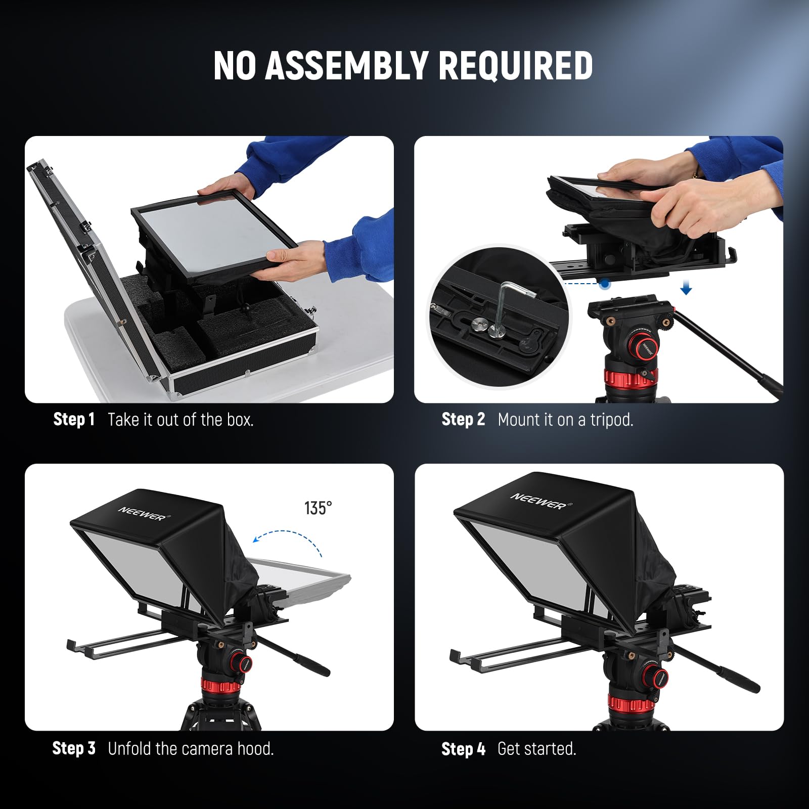 NEEWER X14 II Teleprompter with Adjustable Height Camera Mount & QR Plate - Compatible with 501PL, iPad, iPhone, Samsung & DSLR Cameras - 14