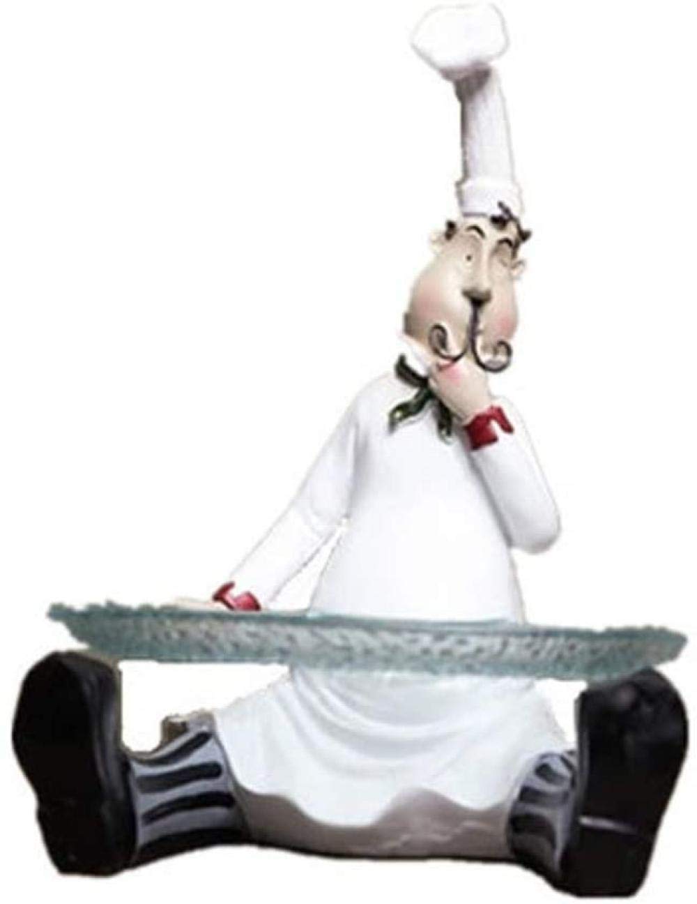 Resin Chef Figurine Holding Fruit Plate - Small Home & Kitchen Decor, Collectible Statue for Tabletop, Restaurant, Garden - Creative Miniature Ornament for Dining Room, Office, Gift Giving