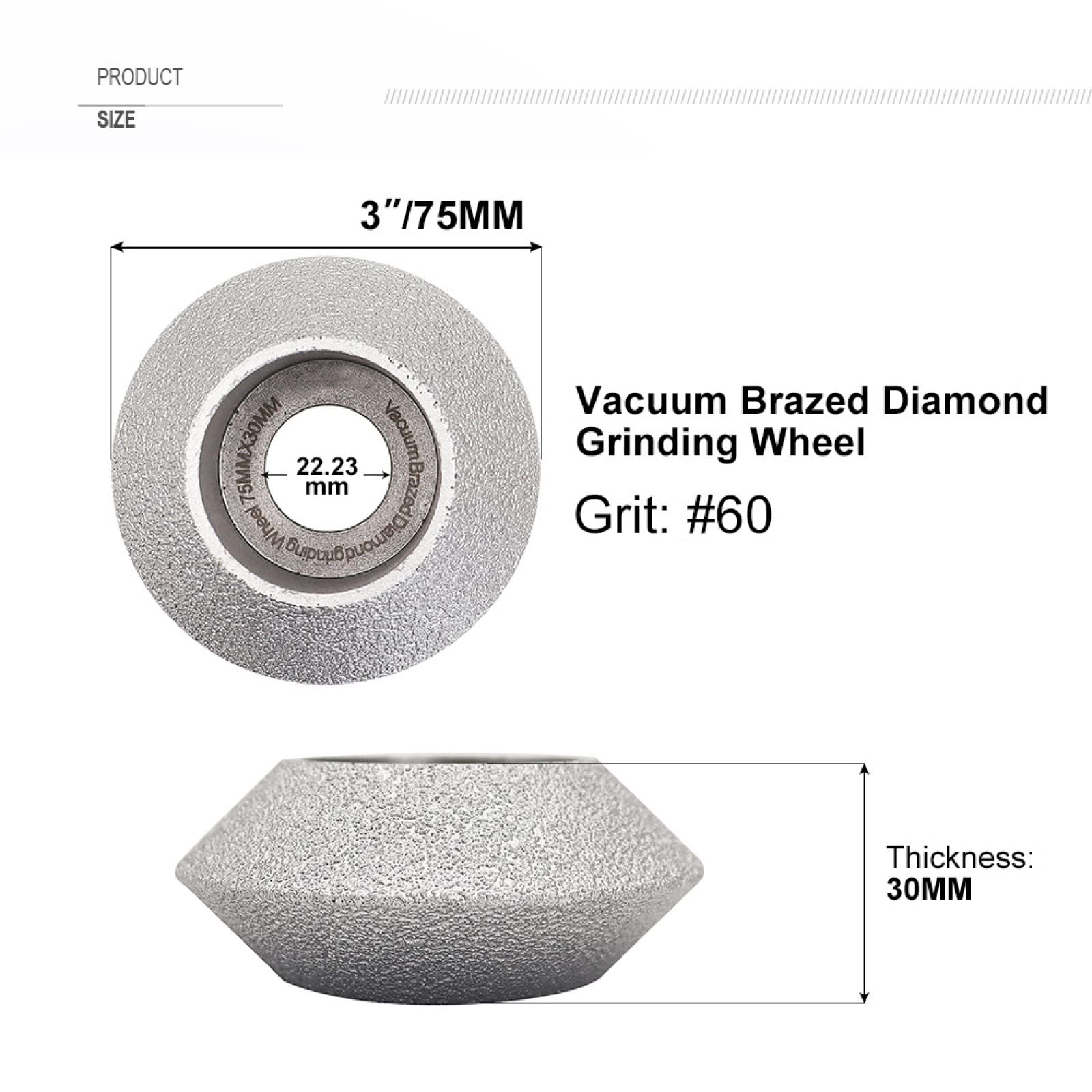 2PCS Diamond Profile Wheels 75mm x 30mm - Professional Grinding Wheel for Porcelain, Marble, Ceramic Tile & Stone - Perfect for Edge Carving, Sanding & Polishing (Ideal for DIY Home Renovation & Professional Stone Fabrication)