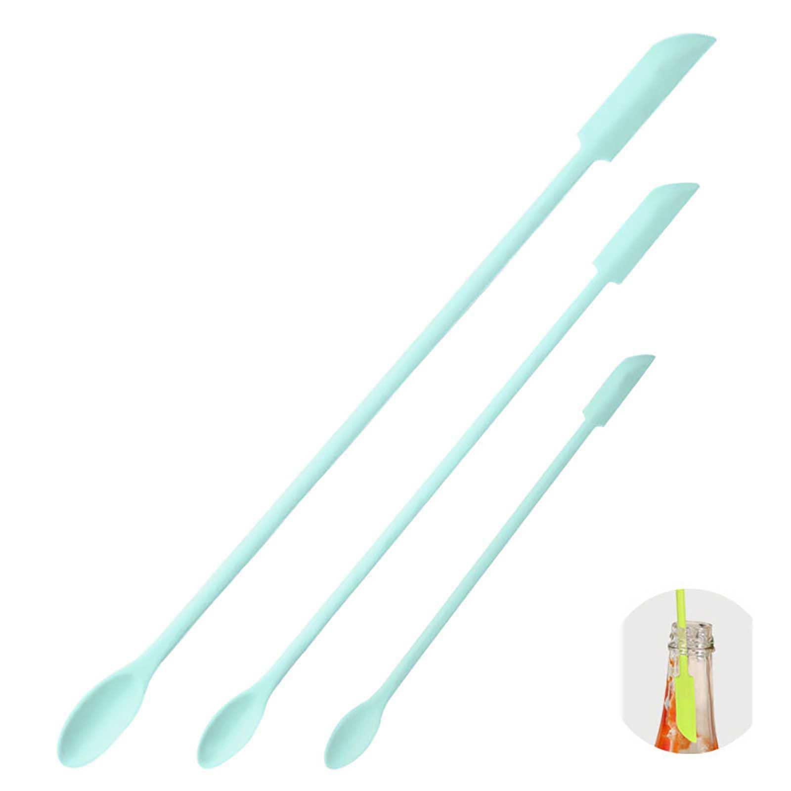 3 Pack Mini Silicone Spatula Set - Thin Makeup & Kitchen Scraper for Jars, Bottles & Cosmetics - Perfect for Skinny Openings, Creams & Tight Spaces (Great for Beauty Products, Cooking & DIY Projects)