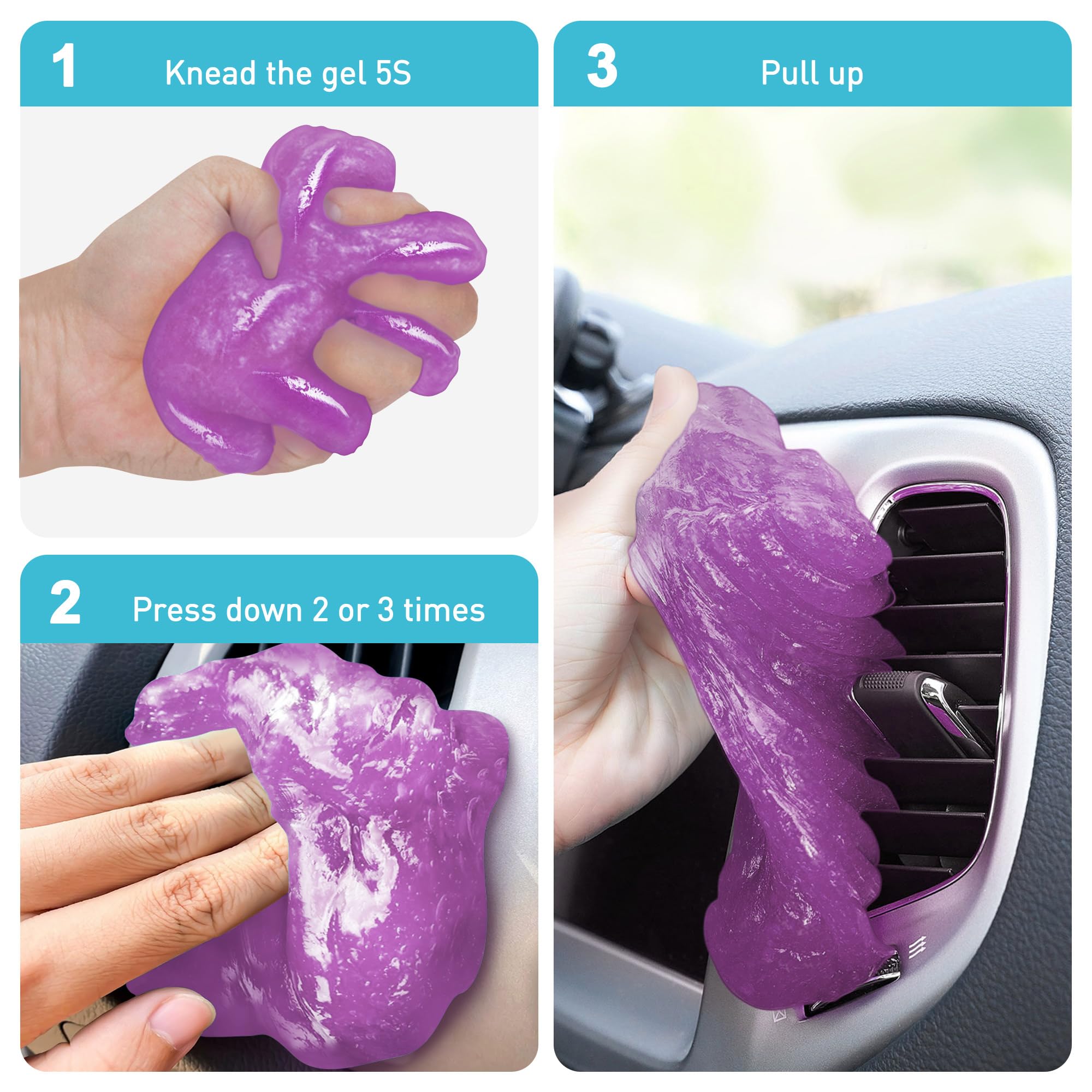FiveJoy Car Cleaning Gel Kit - Universal Reusable Auto Detailing Putty for Car Interior, Home, Office, Keyboard & Computer - Best for Dust, Dirt & Pet Hair Removal - Perfect for Car Detailing, Home Cleaning & Electronics Maintenance