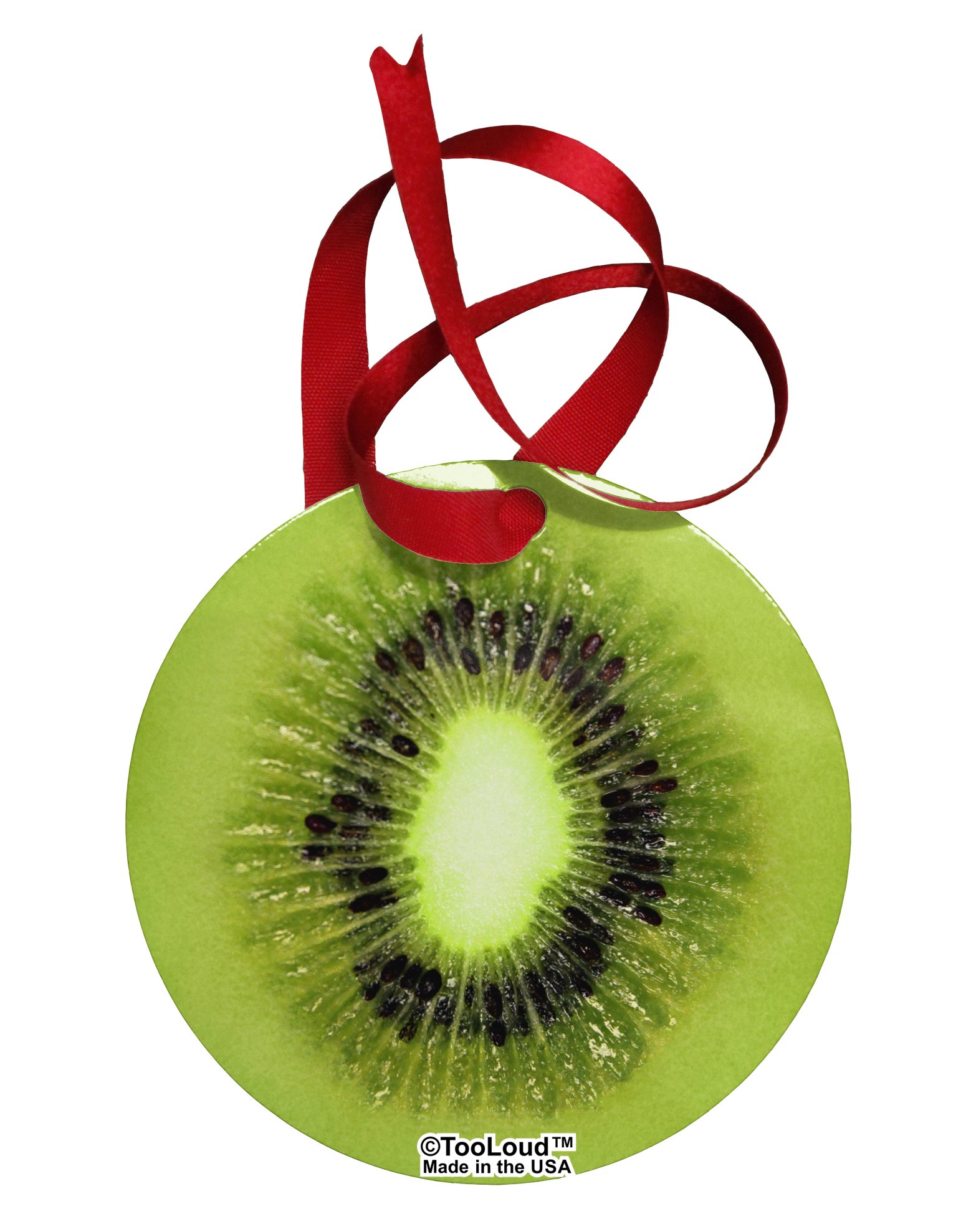 TooLoud Kiwi Fruit Christmas Ornament - Circular Flat All Over Print Holiday Decoration for Tree, Wreath & Home Decor