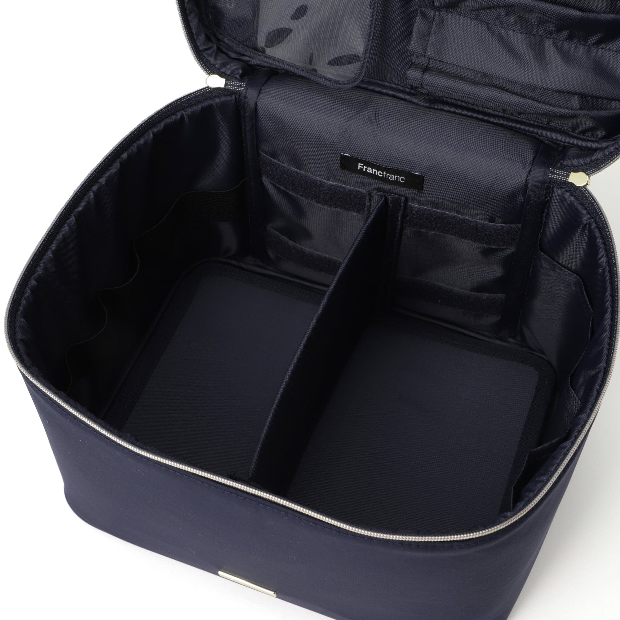 Frilled Vanity Pouch for Women - Navy Blue Makeup Bag with Zipper Closure | Perfect for Travel, Gym & Everyday Essentials Storage