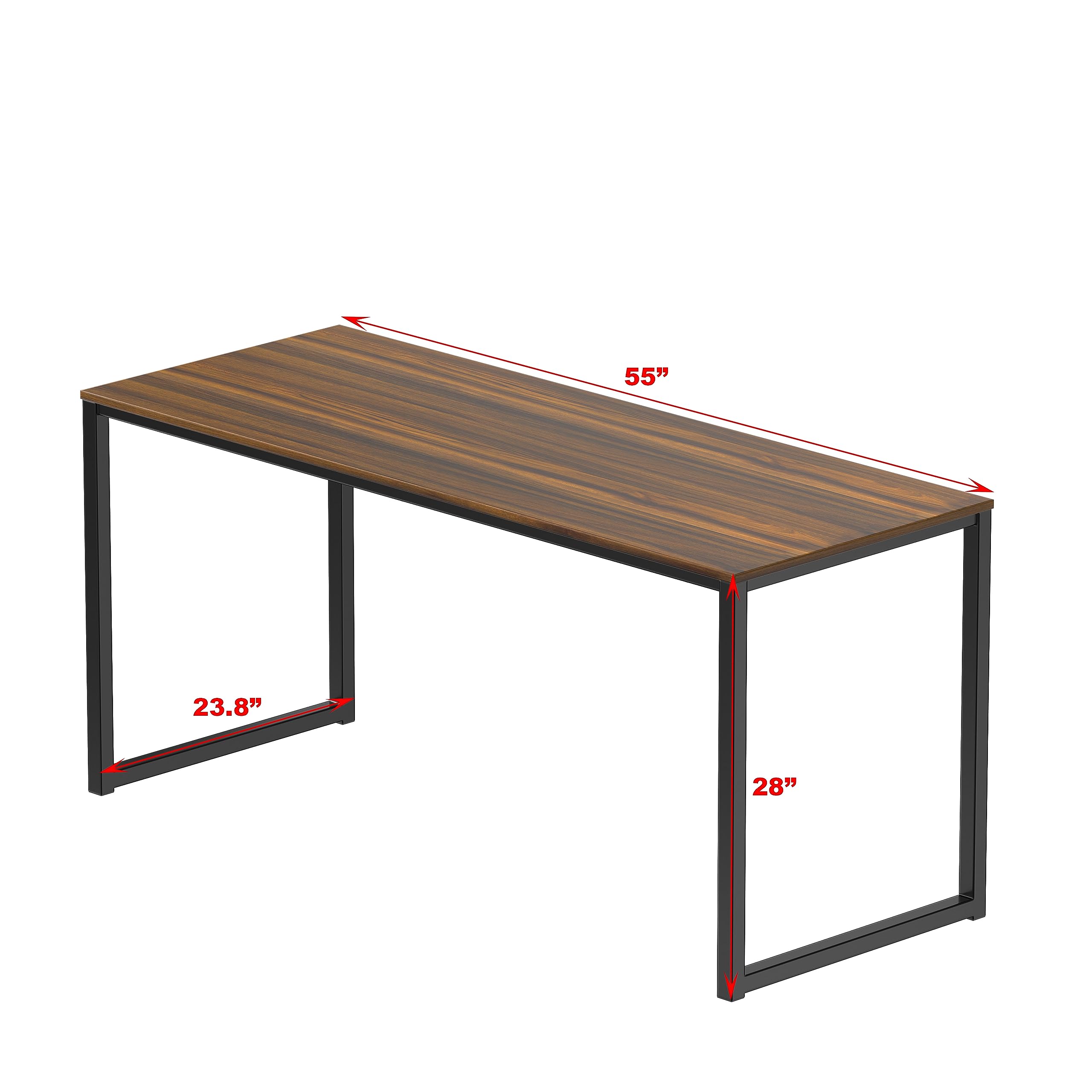 SHW Mission 55-Inch Home Office Computer Desk, Walnut Finish - Modern Writing Desk for Small Spaces, Work from Home Office Furniture, Study Desk for Students & Remote Workers