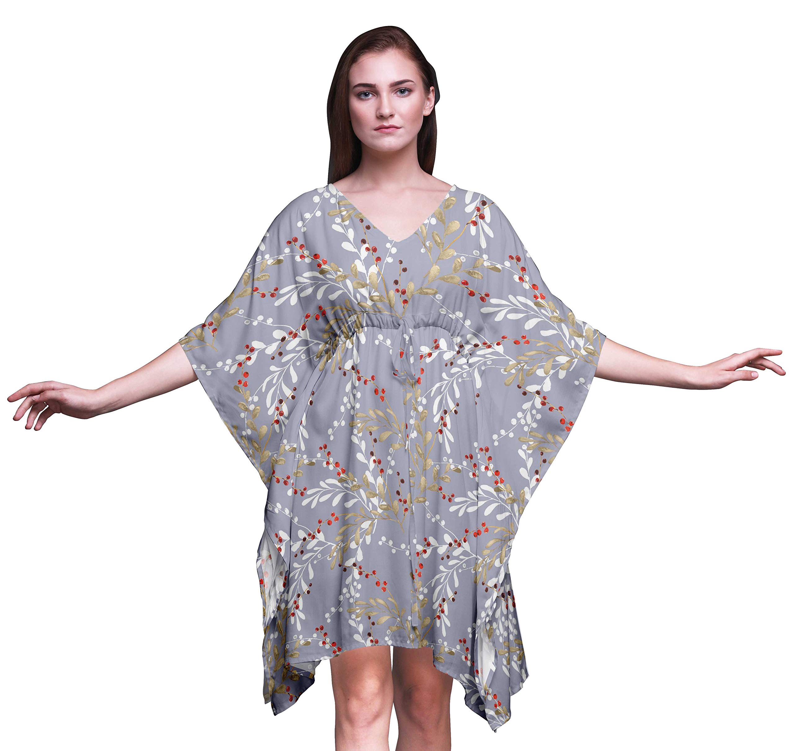 Bimba Women's Short Caftan Midi Dress - Beach Cover Up, Swimwear Wrap, Boho Kaftan for Poolside, Vacation & Summer Outfits