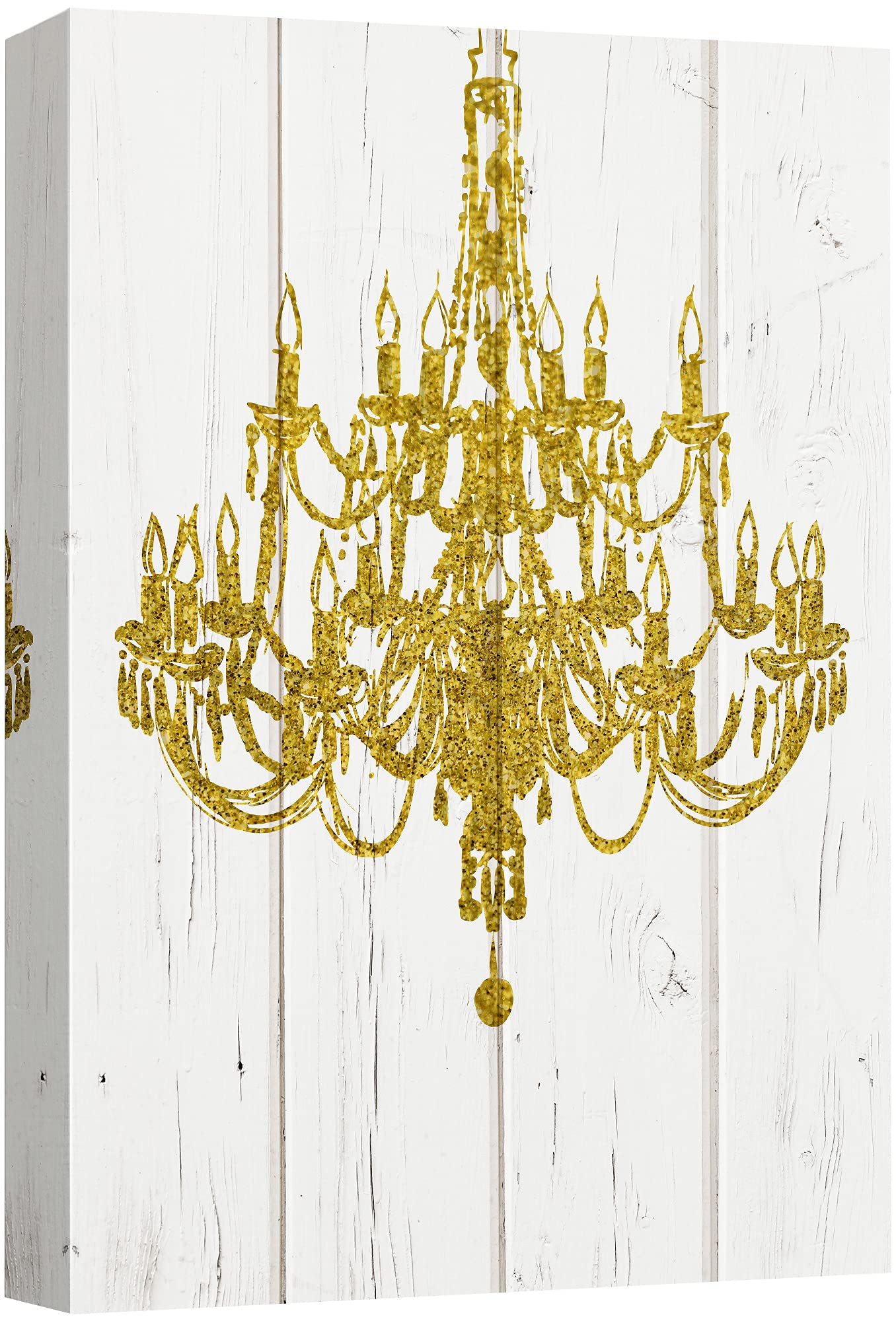 Golden Chandelier Silhouette Canvas Wall Art - Modern Digital Print on Wood Panels - Multicolor Decorative Lighting for Living Room, Bedroom & Office - 32x48 Inches - Perfect for Creating a Chic, Relaxing Atmosphere in Home or Workspace